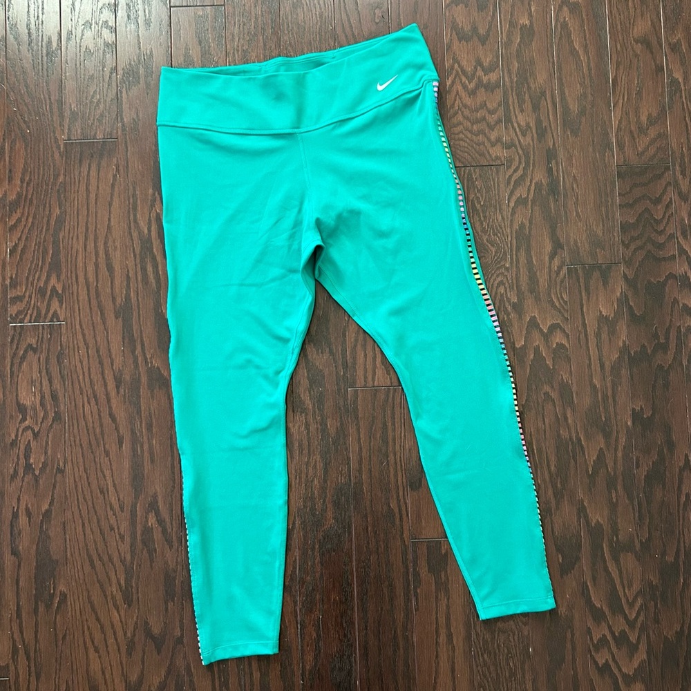 Nike One Green & Ombre Rainbow Performance 7/8 Leggings | Size: Women's XL